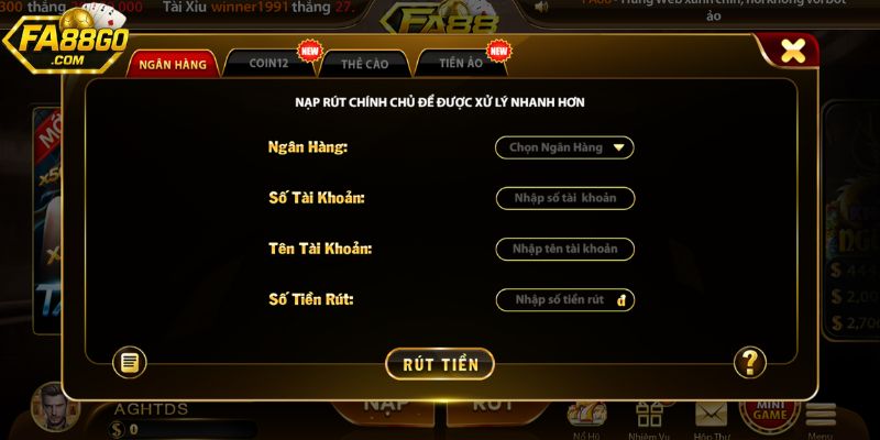 Hướng dẫn rút tiền Fa88 qua ngân hàng nhanh chóng, hiệu quả