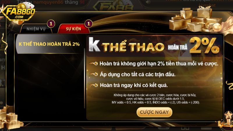 Khuyến mãi được đội ngũ sáng lập FA88 “chạy” liên tục